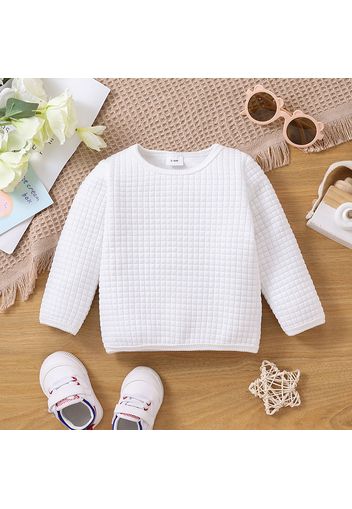 Baby Boy/Girl Solid Waffle Textured Long-sleeve Pullover Sweatshirt