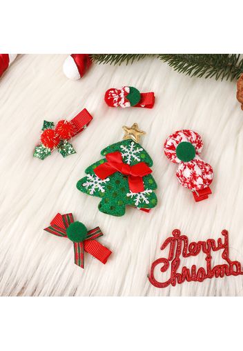 5-pack Christmas Hair Clip Party Hair Accessory Ornament Set