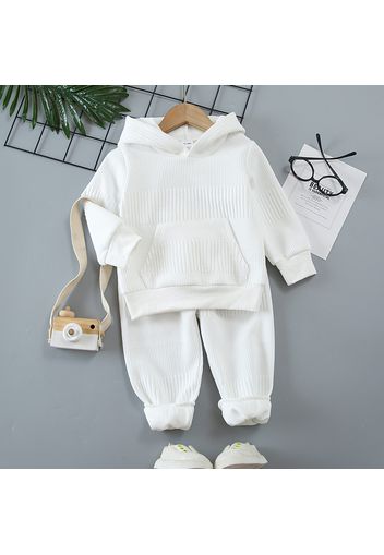 2-piece Toddler Boy Solid Color Hoodie Sweatshirt and Pants Casual Set