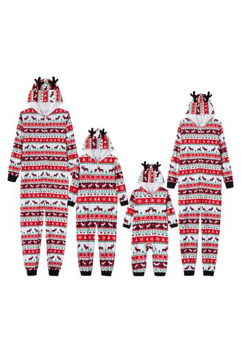 Mosaic Family Matching Deer Christmas Hooded Onesies Pajamas (Flame Resistant)