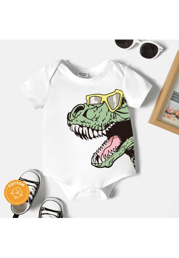 Baby Boy 95% Cotton Short-sleeve Cartoon Sunglasses Dinosaur Print Romper