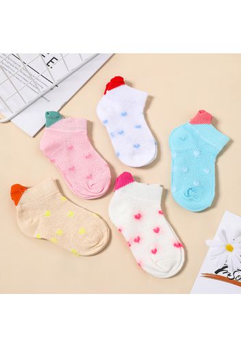 5-pairs Baby / Toddler / Kid Heart Pattern Mesh Breathable Socks