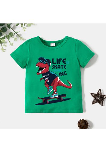 Toddler Boy Graphic Dinosaur and Letter Print Short-sleeve Tee