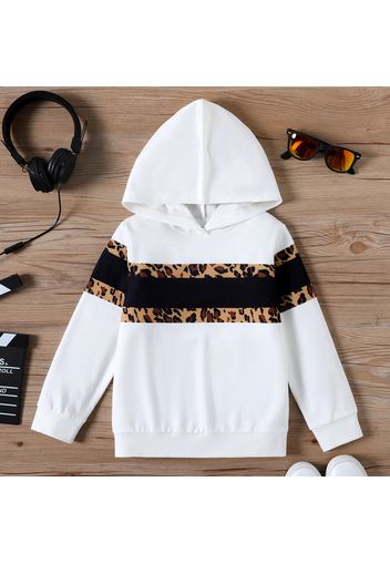 Kid Girl Leopard Print Colorblock Hooded Sweatshirt