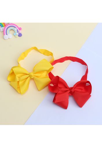 2-pack Handmade Pure Color Butterfly Bow High Flexibility Ribbed Headband for Girls