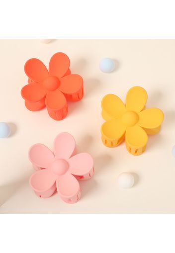 3-pack Solid Flower Shape Hair Claw for Girls