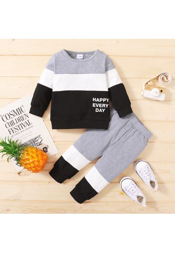 2pcs Color Block Long-sleeve Baby Set