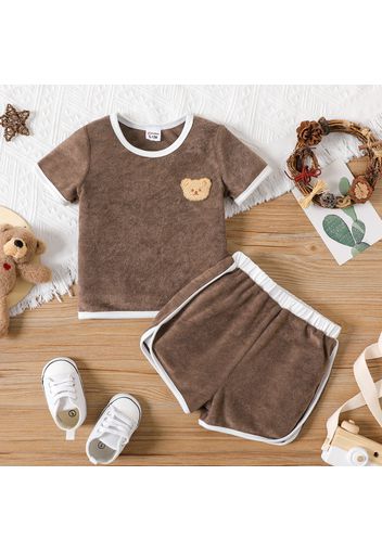 2pcs Baby Boy Cartoon Bear Design Short-sleeve Tee and Shorts Set