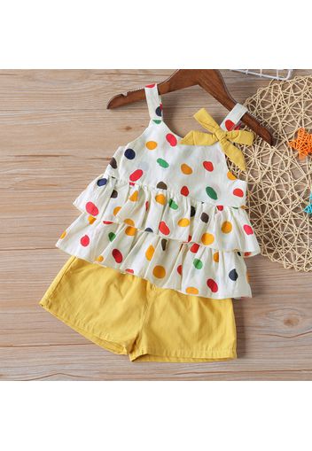 Baby / Toddler Colorful Polka Dots Strappy Top and Solid Shorts Set