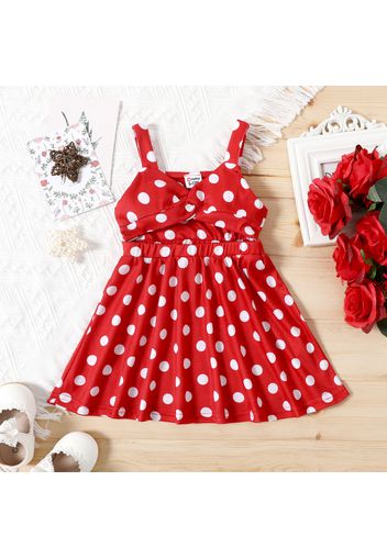 Baby Girl Polka Dots Spaghetti Strap Knot Hollow Out Dress