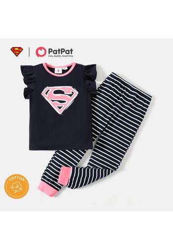 Superman 2-piece Kid Girl Classic Logo Tee and Stripe Pants Cotton Set