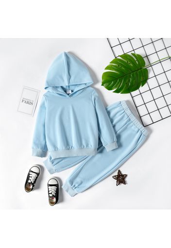 2-piece Toddler Girl Solid Color Hoodie Sweatshirt and Elasticized Pants Casual Set