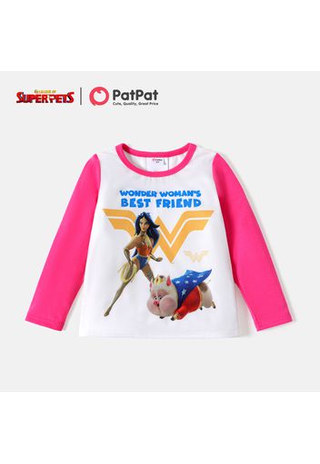 Super Pets Toddler Girl/Boy Letter Print Colorblock Long-sleeve Tee