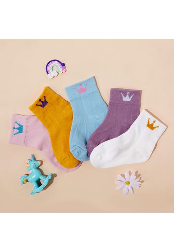 5-pack Baby / Toddler/ Kid Letter and Crown Print Socks