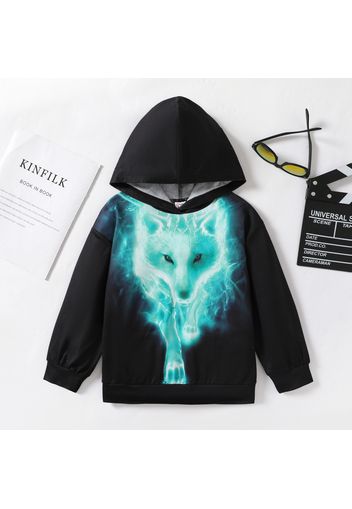 Kid Boy Trendy Animal Wolf Print Hoodie Sweatshirt