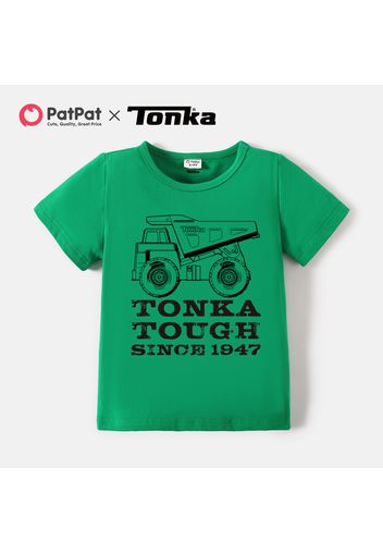 Tonka Toddler Boy Green Cotton Tee and Solid Black Sweatpants