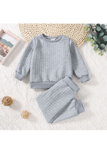 2-piece Toddler Boy Textured Solid Pullover and Pants Set