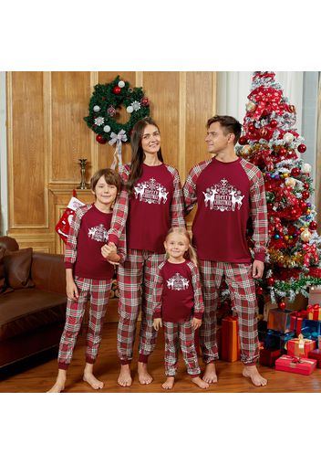 Mosaic Family Matching Reindeer Plaid Pajamas Set（Flame resistant）