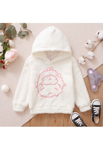 Kid Girl Animal Sheep Pattern Fuzzy Hoodie Sweatshirt