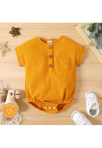 100% Cotton Baby Boy/Girl Solid Short-sleeve Button Up Romper