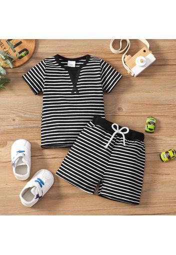 2pcs Baby Boy/Girl Striped Short-sleeve Tee and Shorts Set