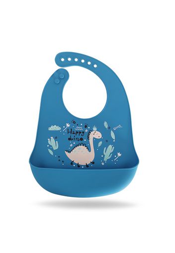 Silicone Baby Bibs Soft Adjustable Waterproof Cartoon Silicone Bibs with Food Catcher Pocket Easily Wipe Clean