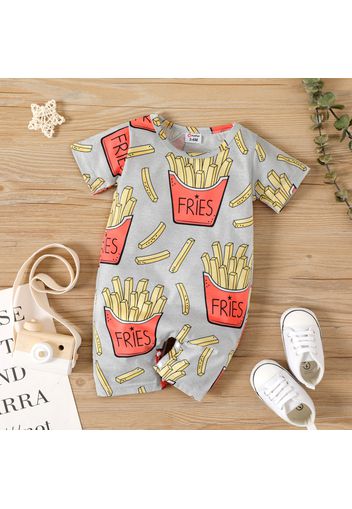 Baby Boy Allover French Fries Print Short-sleeve Romper