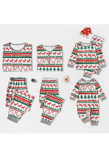 Christmas Allover Print Family Matching Long-sleeve Pajamas Sets (Flame Resistant)