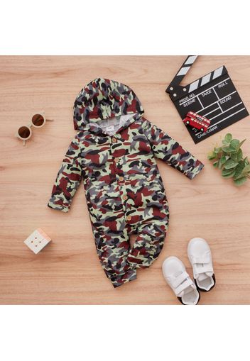 Camouflage Hooded Long-sleeve Baby Jumpsuits