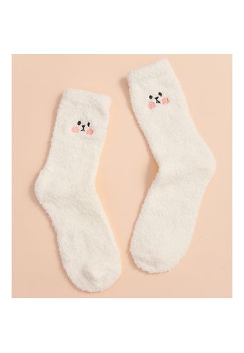 Women Cute Cartoon Pattern Design Autumn Winter Warm Fluffy Socks