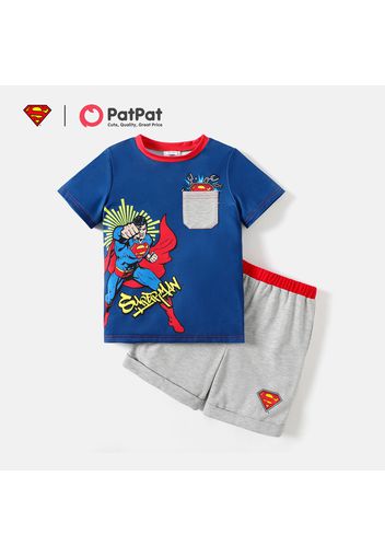 Superman 2pcs Kid Boy Pocket Design Short-sleeve Tee and Elasticized Shorts Set