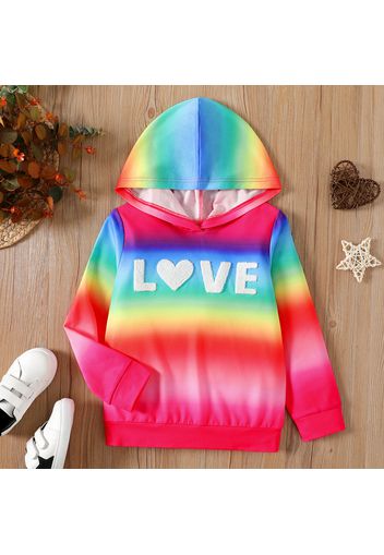 Kid Girl Gradient Color Letter Terry Patch Embroidered Hoodie Sweatshirt