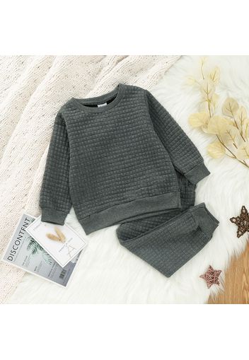 2-piece Toddler Girl/Boy Solid Long-sleeve Top and Elasticized Pants Casual Set