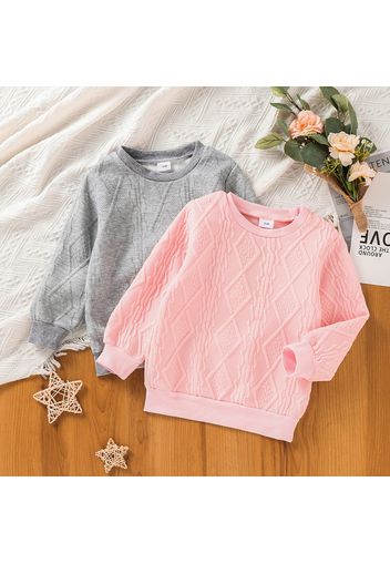 Toddler Girl Textured Solid Pullover Sweatshirt