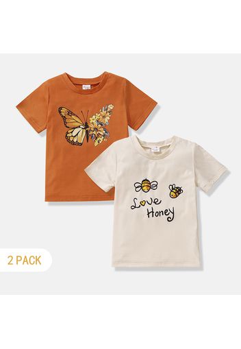 2-Pack Toddler Girl Butterfly/Bee Print Short-sleeve Tee