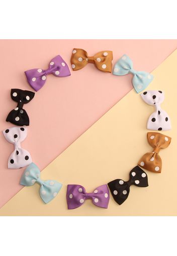 10-pack Ribbed Polka Dots Bow Hair Clips Hair Accessories for Girls