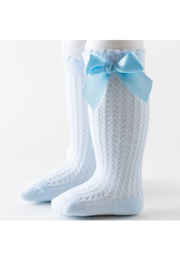 Baby Solid Bowknot Breathable Middle Socks