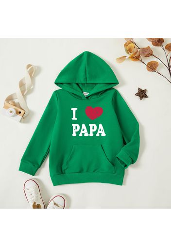 Toddler Graphics Heart-shaped and Letter Print Long-sleeve Hooded Pullover