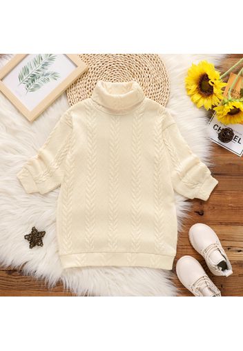 Toddler Girl Turtleneck Cable Knit Long-sleeve Sweater Dress