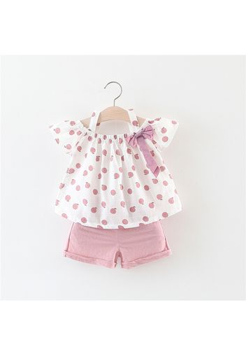 2-piece Toddler Girls Fruit Print Bow Top and Shorts Set