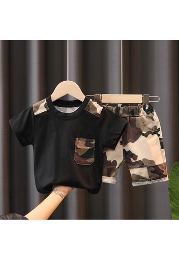 2pcs Toddler Boy Casual Camouflage Print Tee and Shorts Set