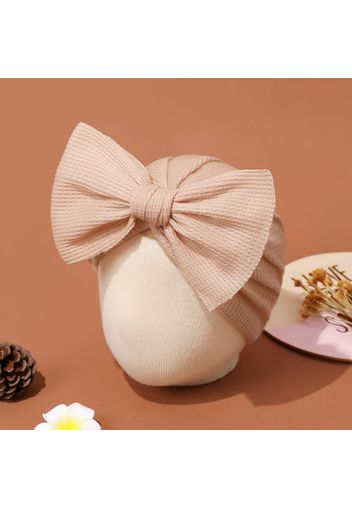 Baby Solid Bow Decor Waffle Hat