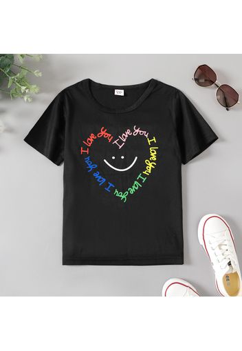 Kid Boy/Kid Girl Letter Face Emojis Print Casual Tee