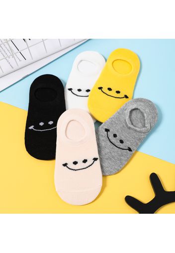 5-pairs Baby / Toddler / Kid Smiley Pattern Solid Socks