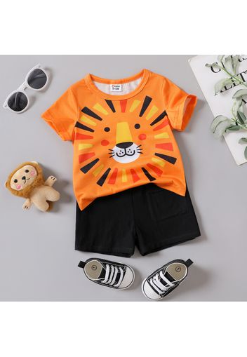 2pcs Baby Boy 100% Cotton Shorts and Cartoon Tiger Print Short-sleeve T-shirt Set