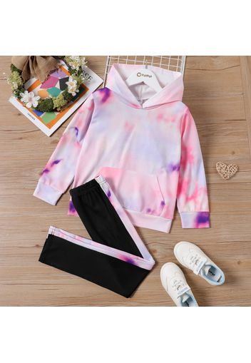 2-piece Kid Girl Tie Dye Pocket Design Hoodie Sweatshirt and Pants Set