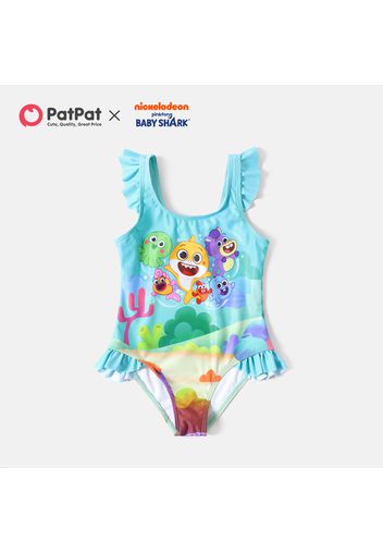 Baby Shark 2pcs Toddler Girl Sea Theme Ruffle Top and Briefs Swimsuit Set/ Onepiece Swimsuit