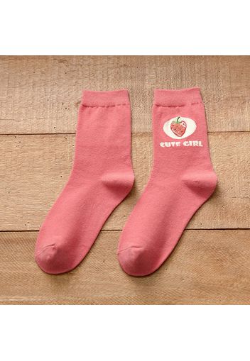 Women Strawberry Print Tube Socks