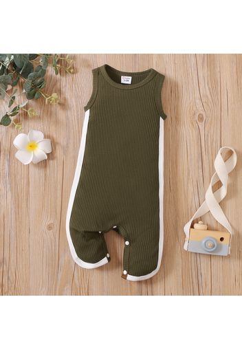 Baby Boy/Girl Solid Ribbed Sleeveless Tank Jumpsuit