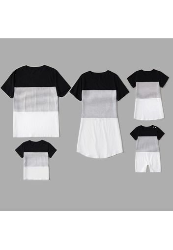 Stripe Series Cotton Family Matching Sets(Short Sleeve T-shirt Dresses for Mommy and Girl）